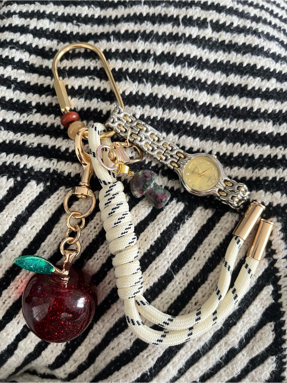 Handmade red apple bag charm